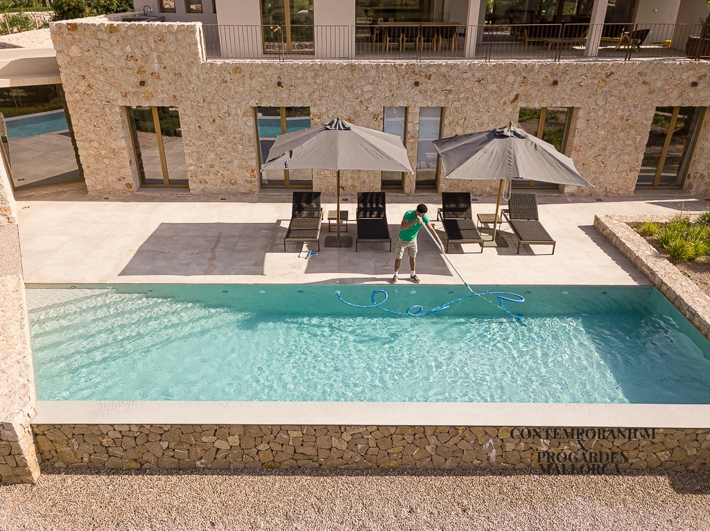 Pool maintenance at a villa